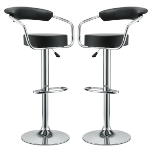 Diner Faux Leather Bar Stools - Black (Set of 2) 