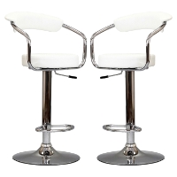 Diner Faux Leather Bar Stools - White (Set of 2)