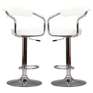 Diner Faux Leather Bar Stools - White (Set of 2) 