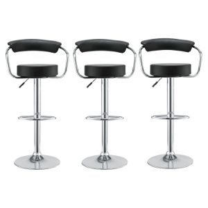 Diner Bar Stool - Swivel, Black (Set of 3) 
