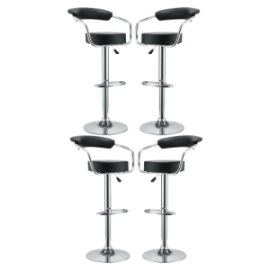 Diner Bar Stool - Black, Swivel (Set of 4) 