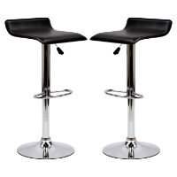 Gloria Leatherette Bar Stools - Black (Set of 2)