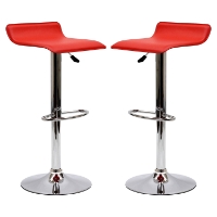 Gloria Leatherette Bar Stools - Red (Set of 2)