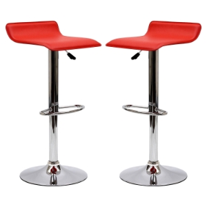 Gloria Leatherette Bar Stools - Red (Set of 2) 