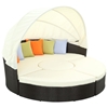 Quest 4 Piece Patio Canopy Daybed Set - Multicolored Pillows - EEI-983-EXP-WHI-SET