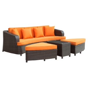 Monterey 4 Pieces Outdoor Patio Sofa Set - Brown, Orange 