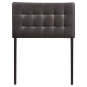 Lily Twin Leatherette Headboard - Tufted, Brown 