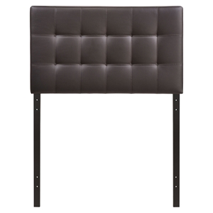Lily Twin Leatherette Headboard - Tufted, Brown 