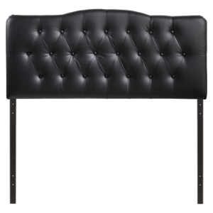 Annabel Leatherette Headboard - Button Tufted, Black 
