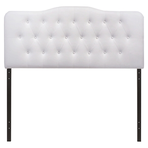 Annabel Leatherette Headboard - Button Tufted, White 