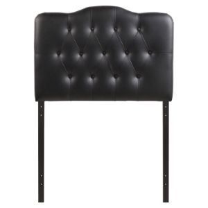 Annabel Twin Leatherette Headboard - Button Tufted, Black 