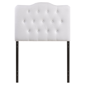 Annabel Twin Leatherette Headboard - Button Tufted, White 