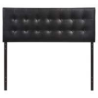 Emily Leatherette Headboard - Button Tufted, Black