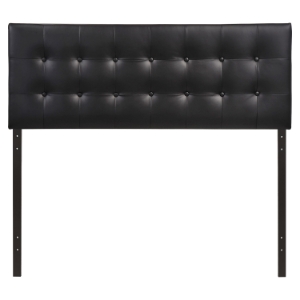 Emily Leatherette Headboard - Button Tufted, Black 