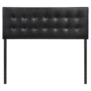 Emily Leatherette Headboard - Button Tufted, Black 