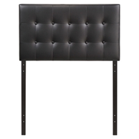 Emily Twin Leatherette Headboard - Button Tufted, Black