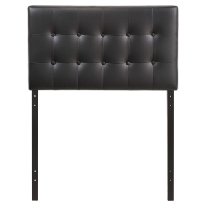 Emily Twin Leatherette Headboard - Button Tufted, Black 