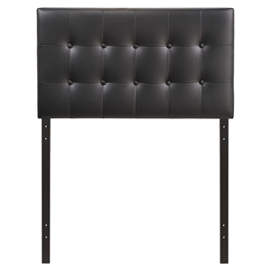 Emily Twin Leatherette Headboard - Button Tufted, Black 