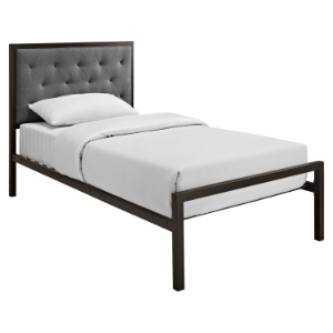 Mia Twin Fabric Bed - Brown, Gray 