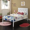 Mia Twin Tufted Faux Leather Bed - White - EEI-5179-WHI-WHI-SET