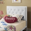Mia Twin Tufted Faux Leather Bed - White - EEI-5179-WHI-WHI-SET