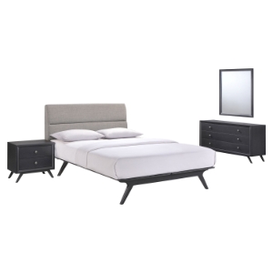 Addison 4 Pieces Queen Bedroom Set - Black, Gray 