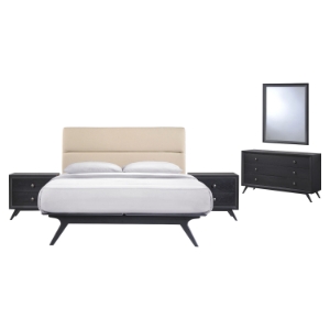 Addison 5 Pieces Queen Bedroom Set - Beige, Black 
