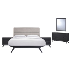 Addison 5 Pieces Queen Bedroom Set - Gray, Black 