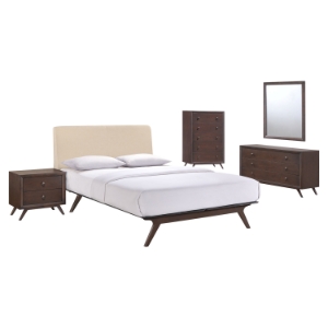 Tracy 5 Pieces Queen Bedroom Set - Cappuccino, Beige 