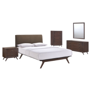Tracy 5 Pieces Queen Bedroom Set - Cappuccino, Brown 