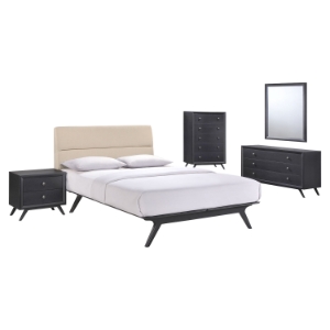 Addison 5 Pieces Queen Bedroom Set - Black, Beige 