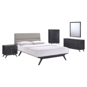 Addison 5 Pieces Queen Bedroom Set - Black, Gray 