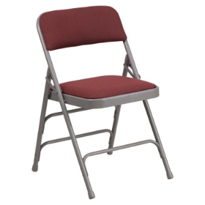 Hercules Series Folding Chair - Curved Triple Braced, Burgundy 