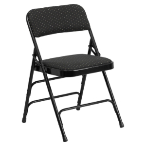 Hercules Series Folding Chair - Curved Triple Braced, Double Hinged, Black 
