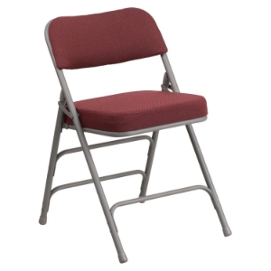 Hercules Series Folding Chair - Curved Triple, Double Hinged, Burgundy 