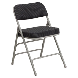 Hercules Series Folding Chair - Curved Triple, Double Hinged, Black 