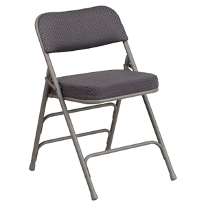 Hercules Series Folding Chair - Curved Triple, Double Hinged, Gray 