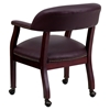 Top Grain Leather Conference Chair - Casters, Burgundy - FLSH-B-Z100-LF19-LEA-GG