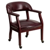 Conference Chair - Casters, Oxblood, Faux Leather 