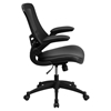 Mid Back Mesh Swivel Task Chair - Adjustable, Leather Seat, Black - FLSH-BL-X-5M-LEA-GG