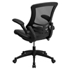 Mid Back Mesh Swivel Task Chair - Adjustable, Leather Seat, Black - FLSH-BL-X-5M-LEA-GG