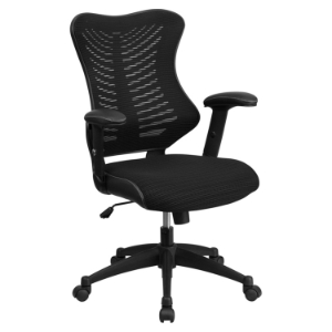 Mesh Executive Swivel Office Chair - High Back, Adjustable, Black 