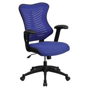 Mesh Executive Swivel Office Chair - High Back, Adjustable, Blue 