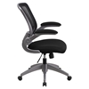 Mid Back Mesh Swivel Task Chair - Gray Frame, Flip-Up Arms, Black - FLSH-BL-ZP-8805-BK-GG