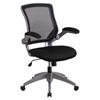 Mid Back Mesh Swivel Task Chair - Gray Frame, Flip-Up Arms, Black - FLSH-BL-ZP-8805-BK-GG
