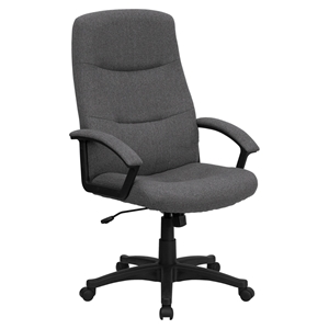 Fabric Executive Swivel Office Chair - High Back, Adjustable, Gray 