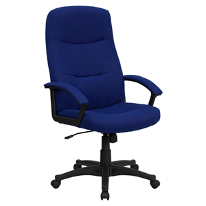 Fabric Executive Swivel Office Chair - High Back, Adjustable, Navy 