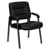 Leather Executive Side Chair - Titanium Frame, Black - FLSH-BT-1404-BKGY-GG