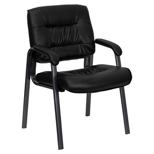 Leather Executive Side Chair - Titanium Frame, Black 