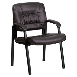 Leather Executive Side Chair - Black Frame, Brown 